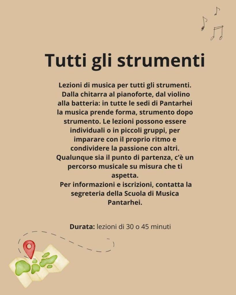 corsi di musica tutti gli strumenti a Vicenza dai 6 ai 10 anni 
